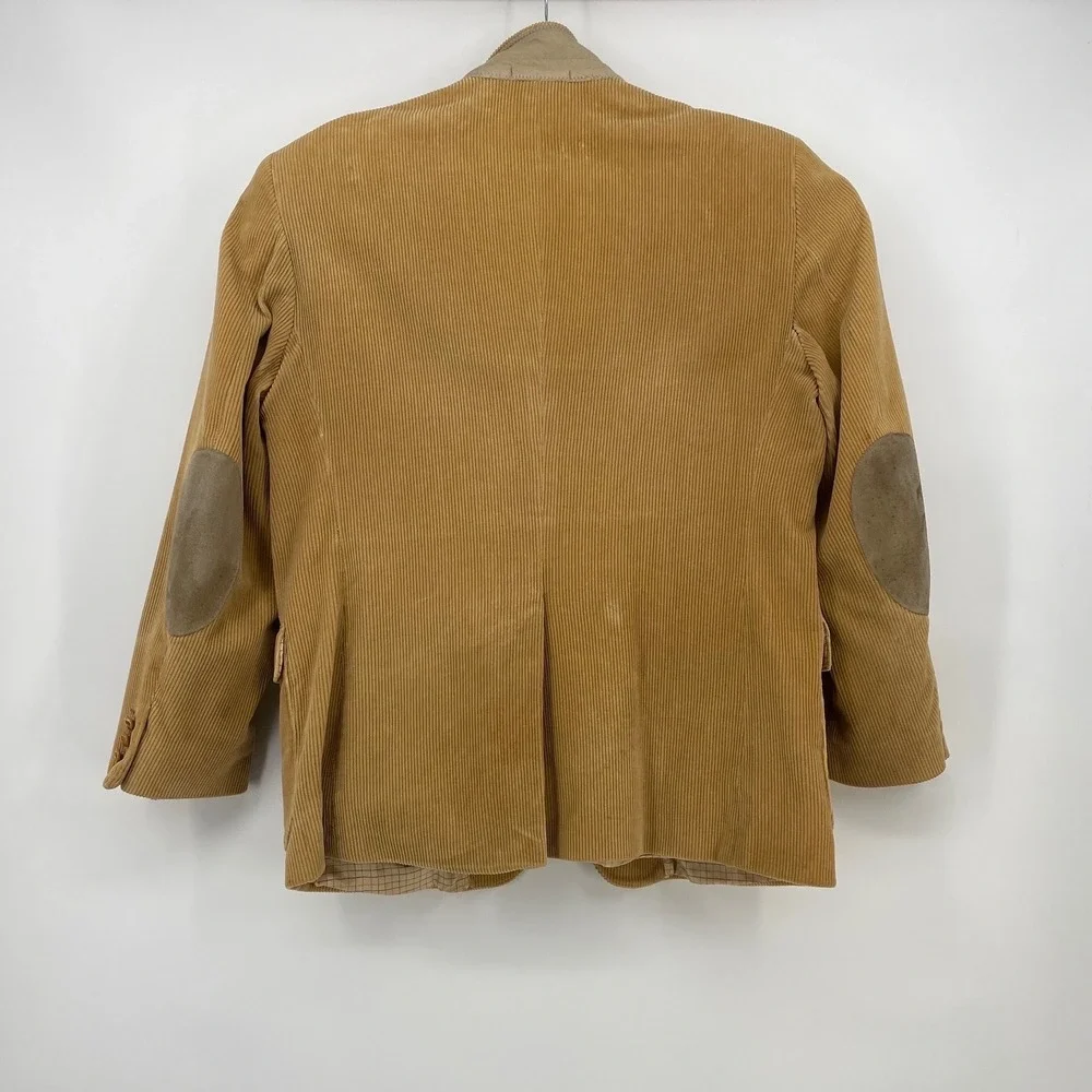 Sergio Valente Blazer Tan Corduroy Excellent Vintage Suede Elbow Patches 42R